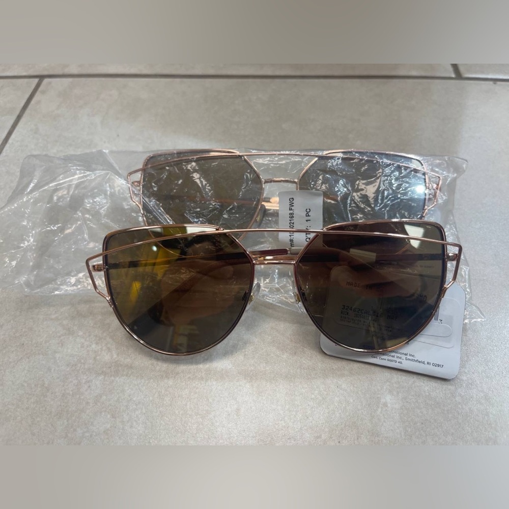 Foster Grant CaliBlue Mirrored GOLD ROSE  AVIATOR Sunglasses  100% UVA/UVB